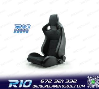 ASIENTO DEPORTIVO SEMI BAQUET ESTILO RS ALCANTARA CUERO NEGR
