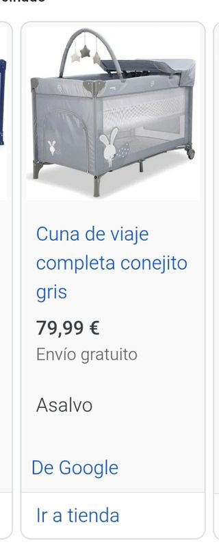 Cuna de viaje conejito gris