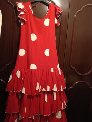 Traje Flamenca Clásico Lunares Rosa