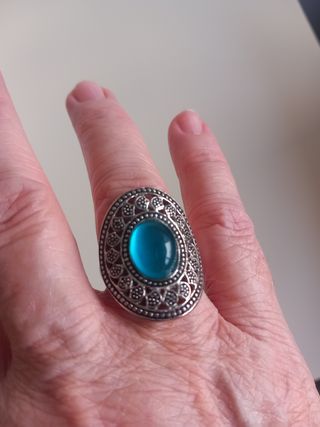Anillo Plata 925.Mujer Piedra Azul