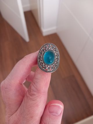 Anillo Plata 925.Mujer Piedra Azul