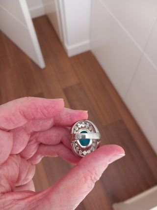 Anillo Plata 925.Mujer Piedra Azul