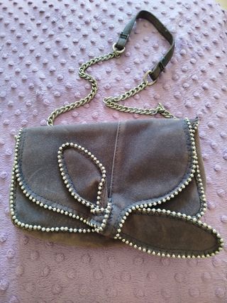 Bolso azul y plata 22x16cm con cadena