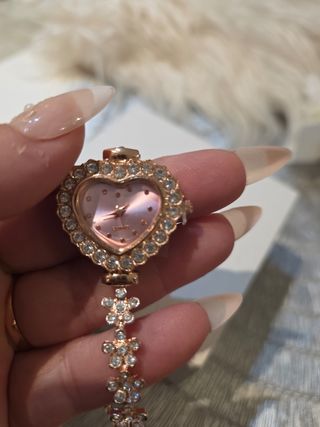 Reloj Corazón Pedrería Oro Rosa