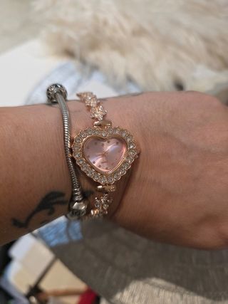 Reloj Corazón Pedrería Oro Rosa