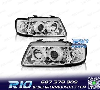 FAROS AUDI A3 8L 96-00 OJOS ANGEL FONDO CROMO