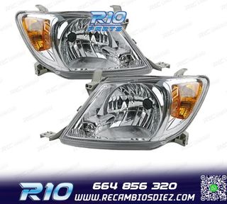 FAROS PARA TOYOTA HILUX VIGO PICK-UP 05-11 FONDO CROMO