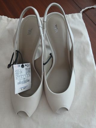 Sandalias Zara Piel Abiertas Blancas