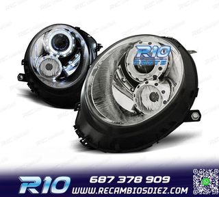 FAROS PARA MINI COOPER R56 R57 06-14 OJOS ANGEL FONDO CROMO