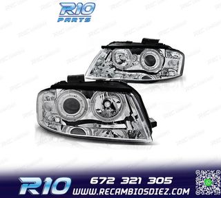 FAROS PARA AUDI A3 8P OJOS ANGEL FONDO CROMO