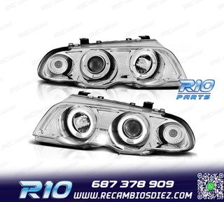 FAROS BMW E46 98-01 OJOS ANGEL FONDO CROMO