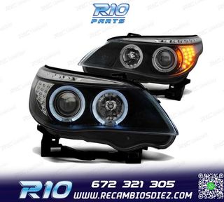 FAROS BMW E60 E61 03-07 LED OJOS ANGEL NEGROS