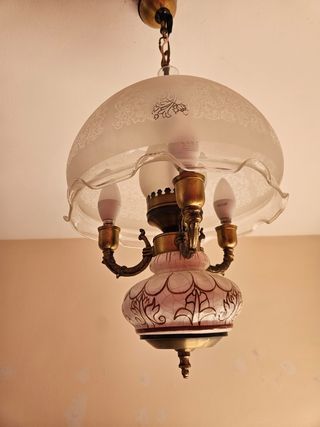 Lámpara de salón de cristal y metal