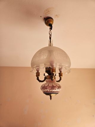 Lámpara de salón de cristal y metal