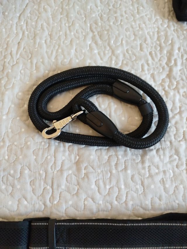 Correa y collar para perro TK PET negro. Nuevo