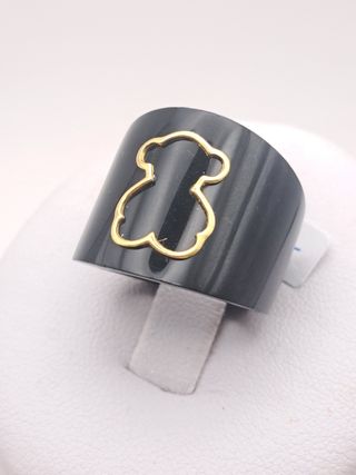 Anillo Tous Oso Negro y Dorado