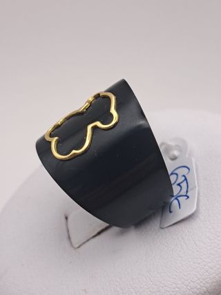Anillo Tous Oso Negro y Dorado