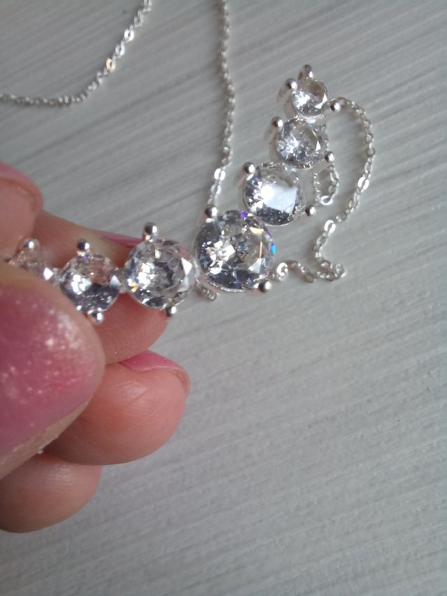 Collana 7 zirconi argento + 2 orecchini punti luce