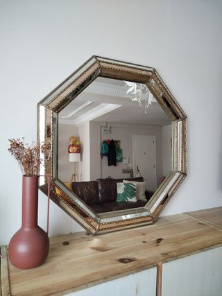 Espejo Octogonal Dorado y Marrón