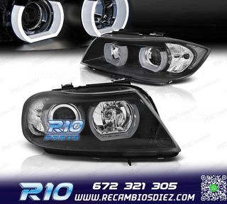 FAROS BMW E90 E91 05-08 OJOS ANGEL 3D FONDO NEGRO