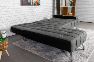Sofá-cama chaise-longue gris tela 