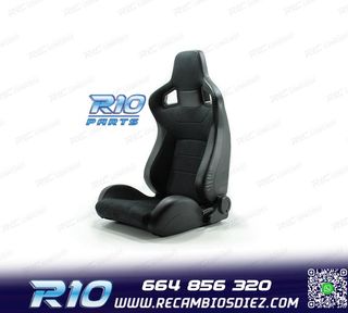 ASIENTO DEPORTIVO SEMI BAQUET ESTILO RS ALCANTARA CUERO NEGR