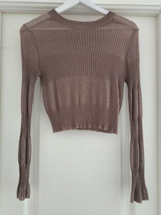 Jersey crop Zara transparente marrón