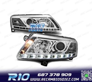 FAROS AUDI A6 C6 04-08 TRU DRL CROMADOS