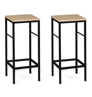2 Taburetes Altos Madera y Metal