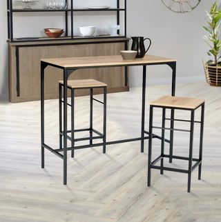 2 Taburetes Altos Madera y Metal