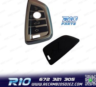 FUNDA CARCASA LLAVE BMW CUADRADA GRIS Y NEGRO
