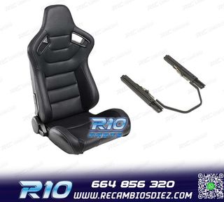 ASIENTO DEPORTIVO SEMI BAQUET ESTILO RS CUERO NEGRO Y CORRED