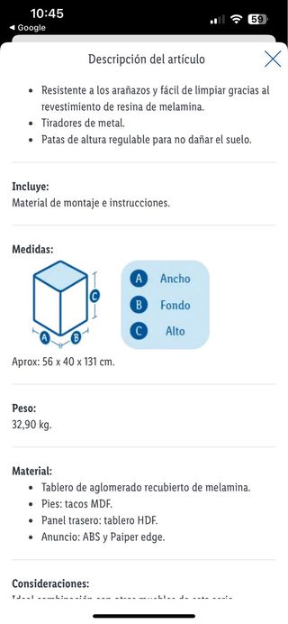 Cómoda blanca 4 cajones de madera