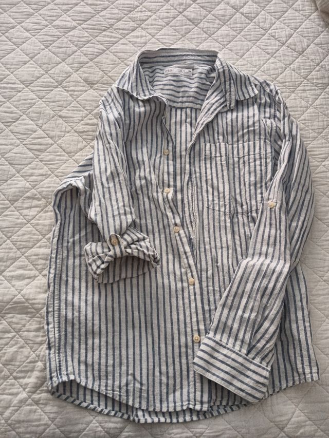 Camisa Zara rayas azul y blanco talla 13-14