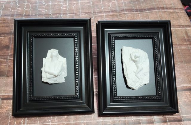 2 Cuadros Relieve Mujer Negro/Blanco