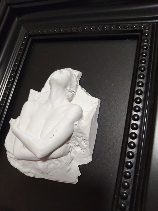 2 Cuadros Relieve Mujer Negro/Blanco