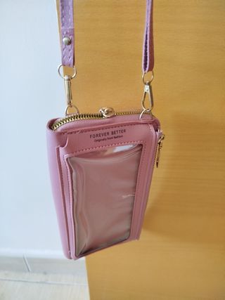 Cartera rosa palo con cinta