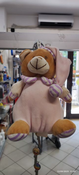 Orsetto peluche rosa con cappuccio 