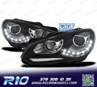 FARI VOLKSWAGEN VW GOLF MK6 08-12 FONDO NERO DRL