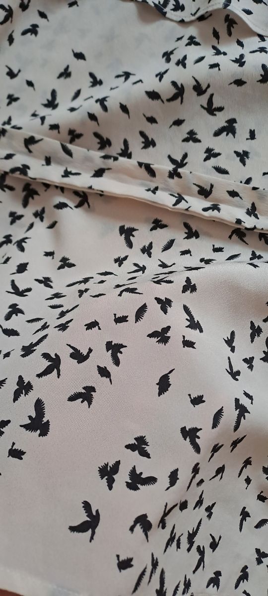 Blusa con volantes y estampado de pájaros
