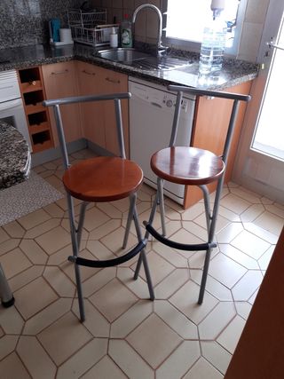 Taburetes plegables cocina madera y metal