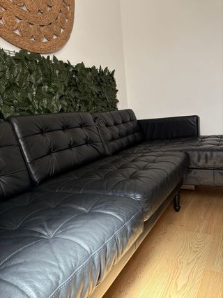 Sofá chaiselongue LANDSKRONA IKEA negro piel