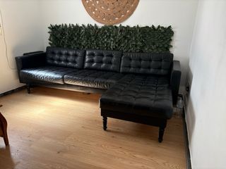 Sofá chaiselongue LANDSKRONA IKEA negro piel