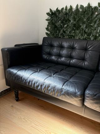 Sofá chaiselongue LANDSKRONA IKEA negro piel