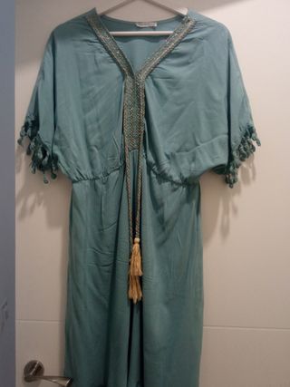 Vestido Túnica Turquesa con Flecos