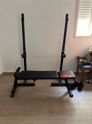 Banco de pesas con soporte para barra