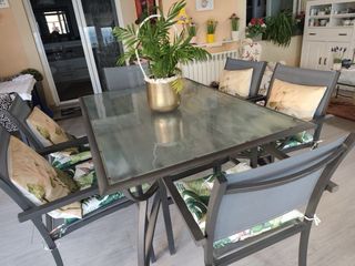 Mesa comedor cristal y 6 sillas