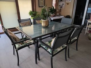 Mesa comedor cristal y 6 sillas