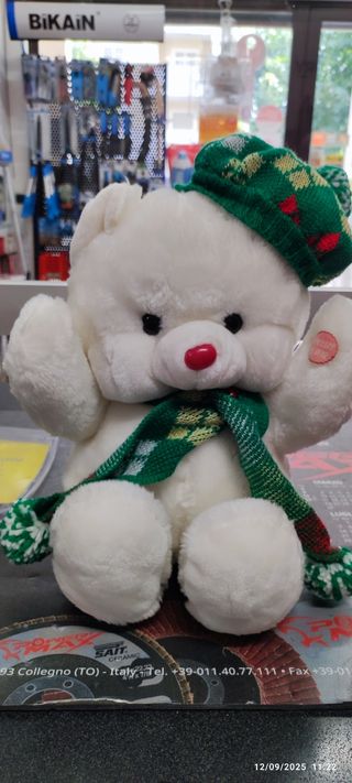 Orsetto Peluche Vintage Natale Bianco