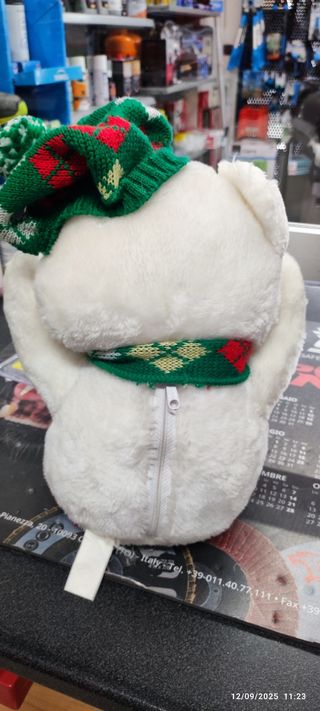 Orsetto Peluche Vintage Natale Bianco